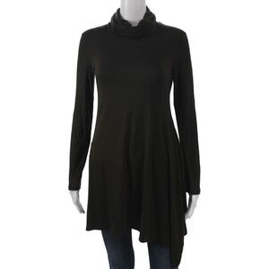 DECA Women Tunic Black Cowl Neck Long Sleeve Viscose Size 1